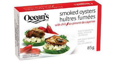 One can of Ocean's Smoked Oysters with Chili
