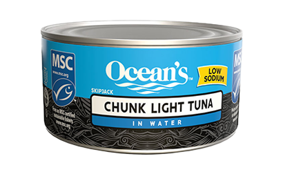 One can of Ocean's Low Sodium Chunk Light Tuna