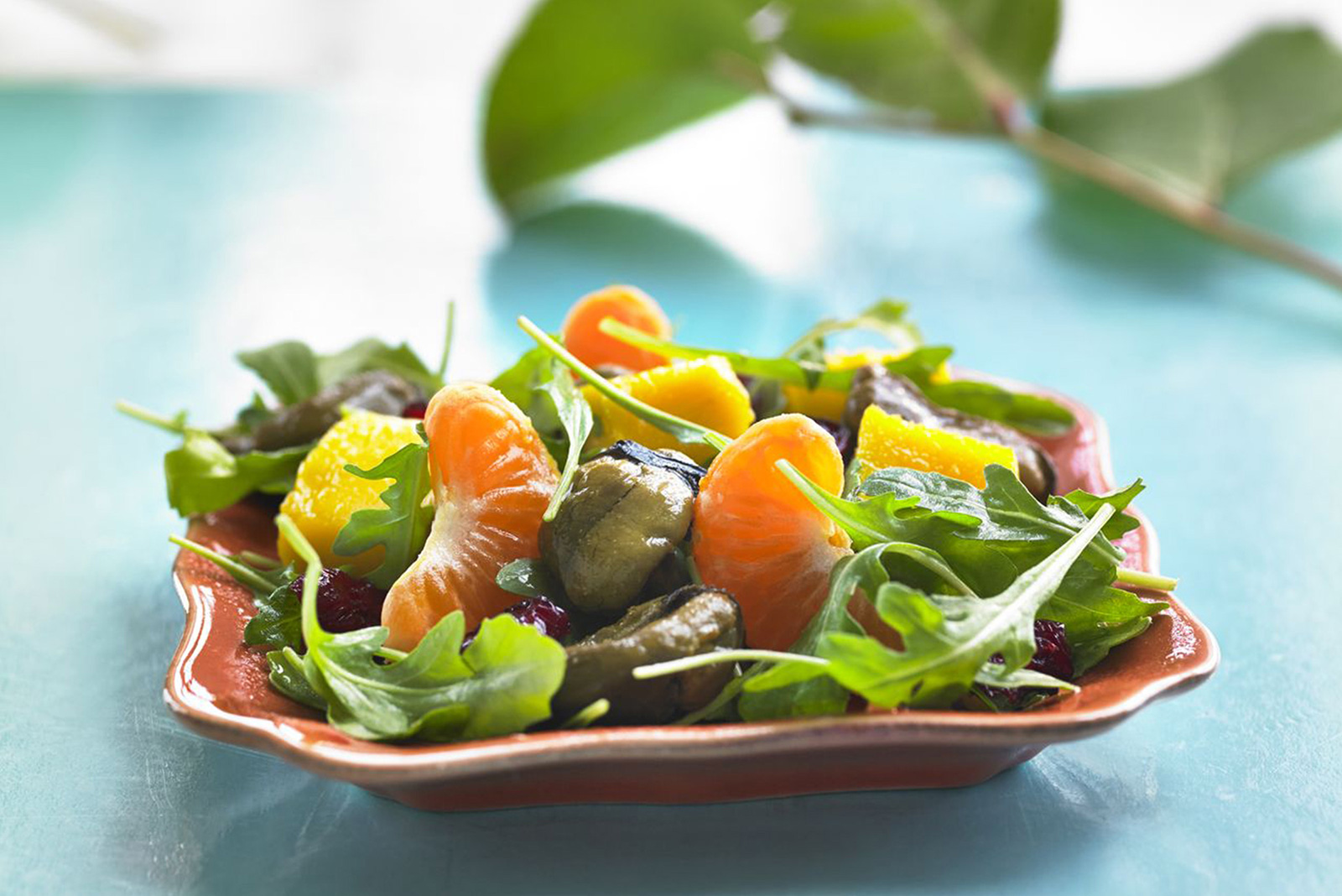 Salade de moules fumées, roquette et mangue