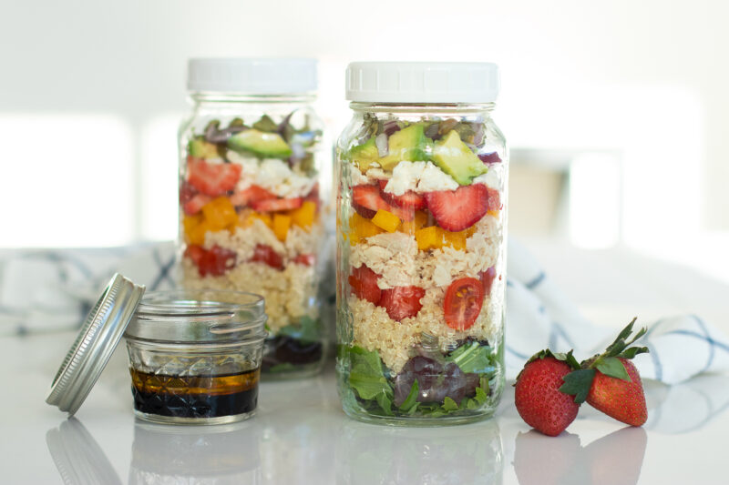 2 Mason Jars of High Protein Tuna Rainbow Power Salad