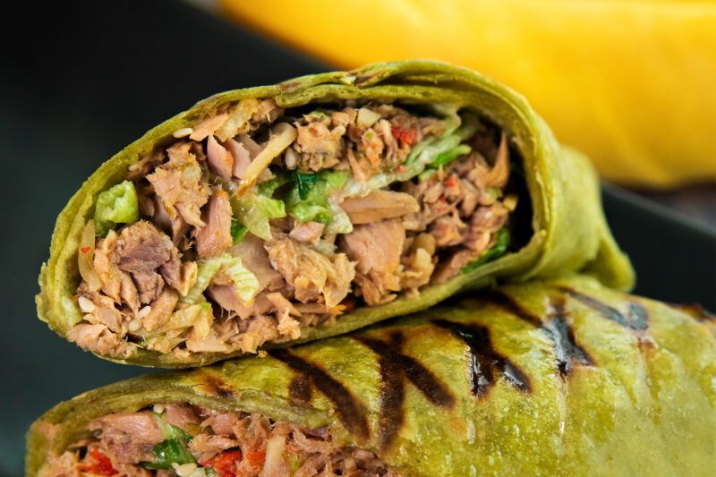 Close up of 2 Zesty Grilled Tuna Wraps