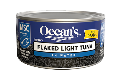 One can of Ocean's No Drain Flaked Light Tuna In Water