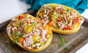 Oceans Spaghetti Squash with Pesto Tuna and Toasted Almonds 1