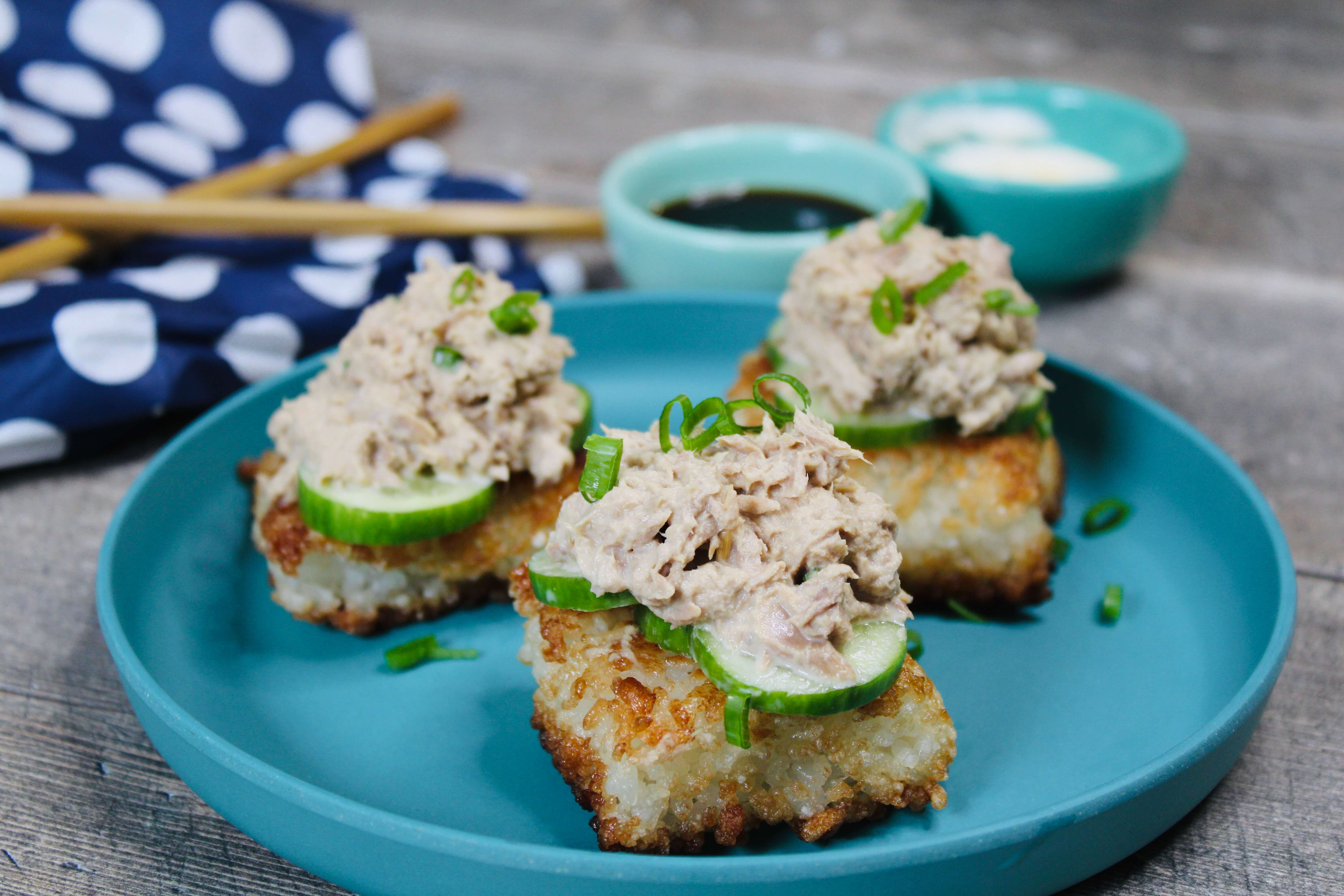 Asian Inspired Tuna Salad with Crispy Rice Bites